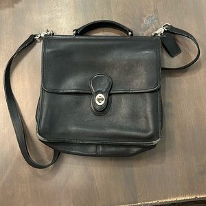 Vintage Coach purse. Black leather, silver clasps